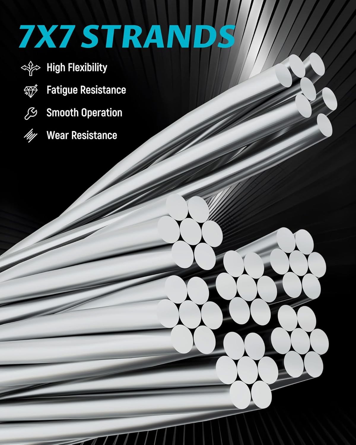 Lichamp 250FT 1/8" Stainless Steel Wire Rope Cable, Aircraft 316 SS Braided Steel Wire Thin Metal Cable Hardware for Deck Railing Handrail Safety System, SSC250