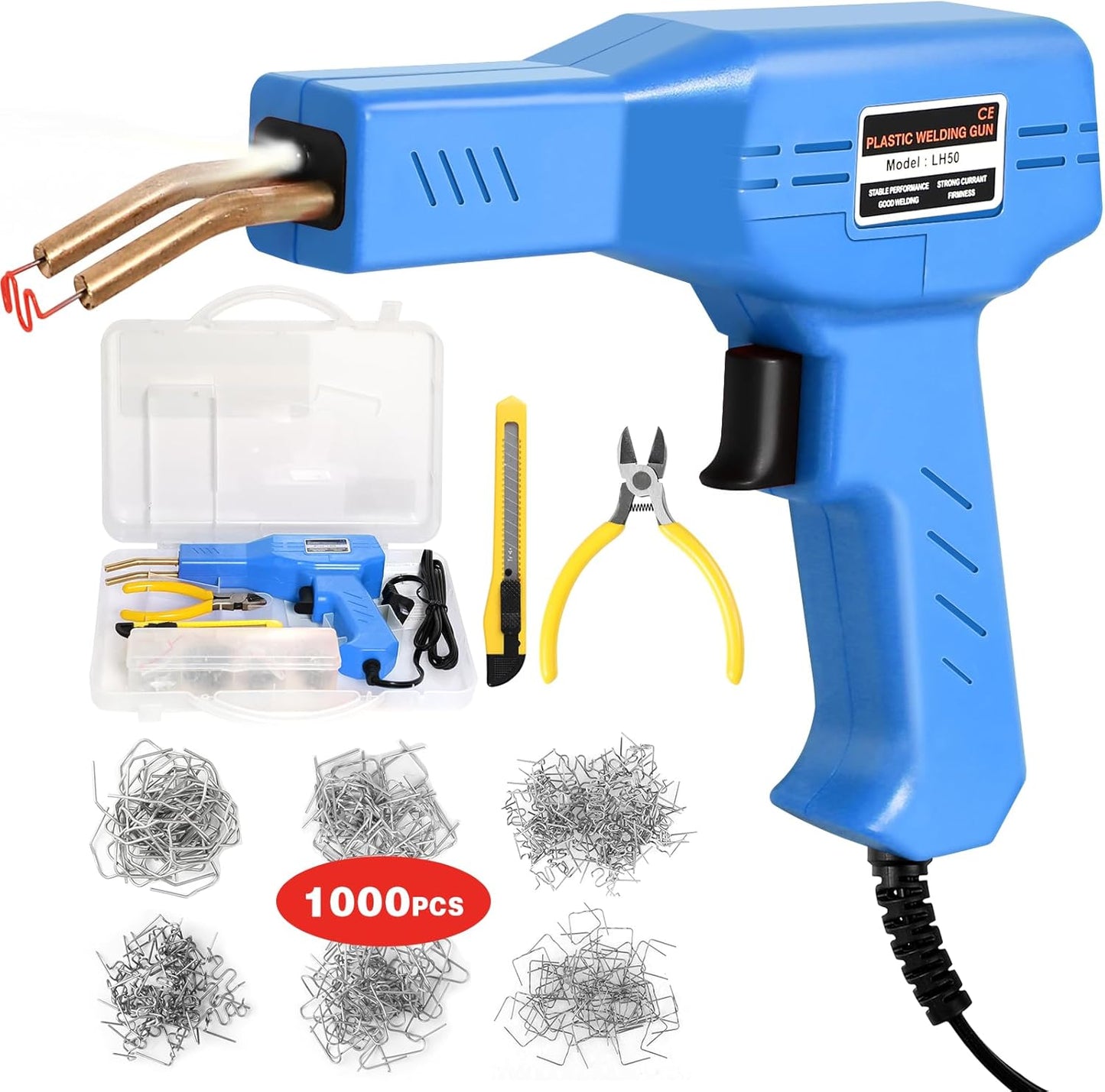ATOLS Plastic Welder, 1000PCS Staples, Plastic Welding Kit, Hot Stapler Kit, Plastic Welder Gun Kit, Car Bumper Repair Kit, Plastic Repair Kit