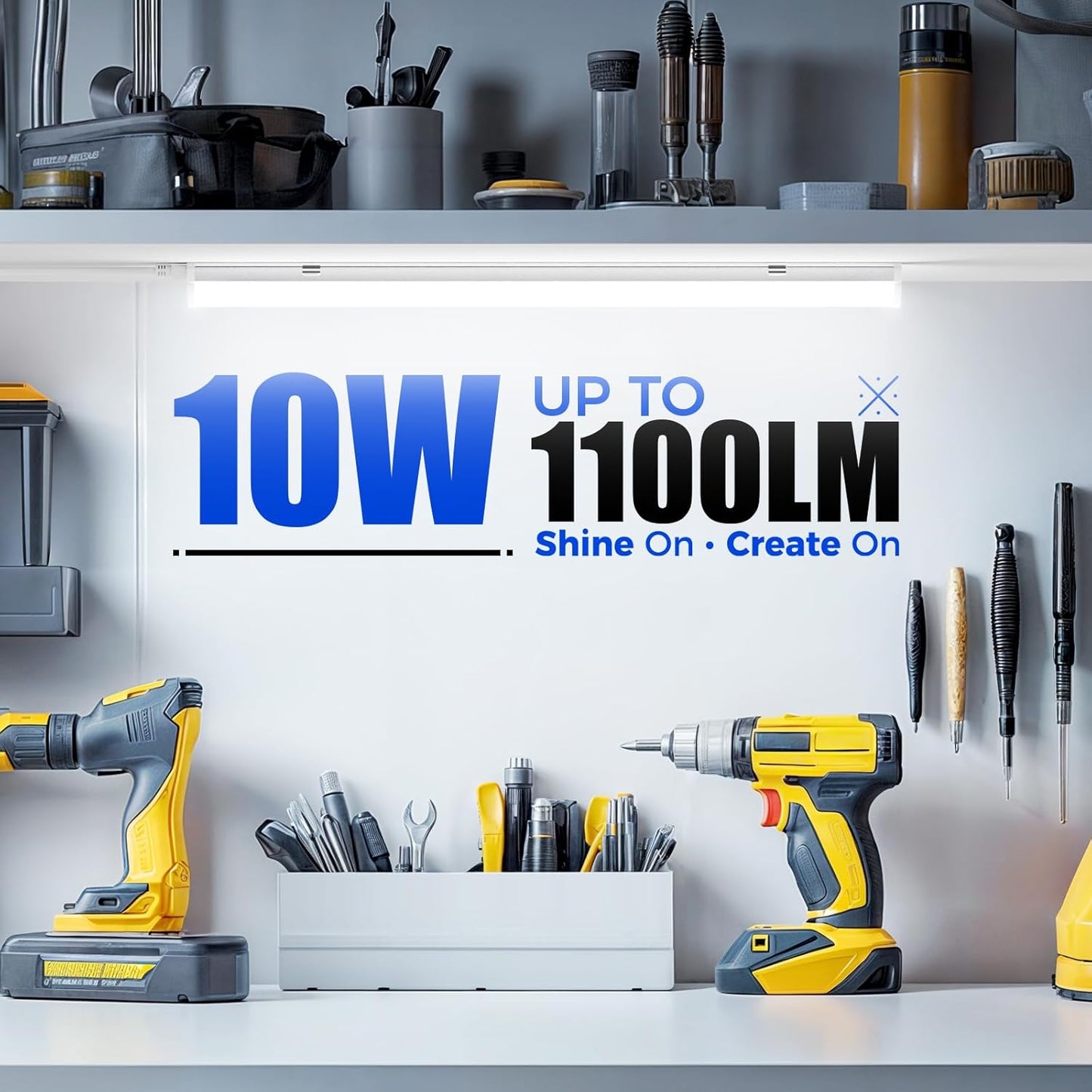 Barrina T5 LED Shop Light 2FT, 6500K (Super Bright White), Utility Shop Lights, Ceiling and Under Cabinet Light, ETL Listed, Corded Electric with Built-in ON/Off Switch, 6 Pack