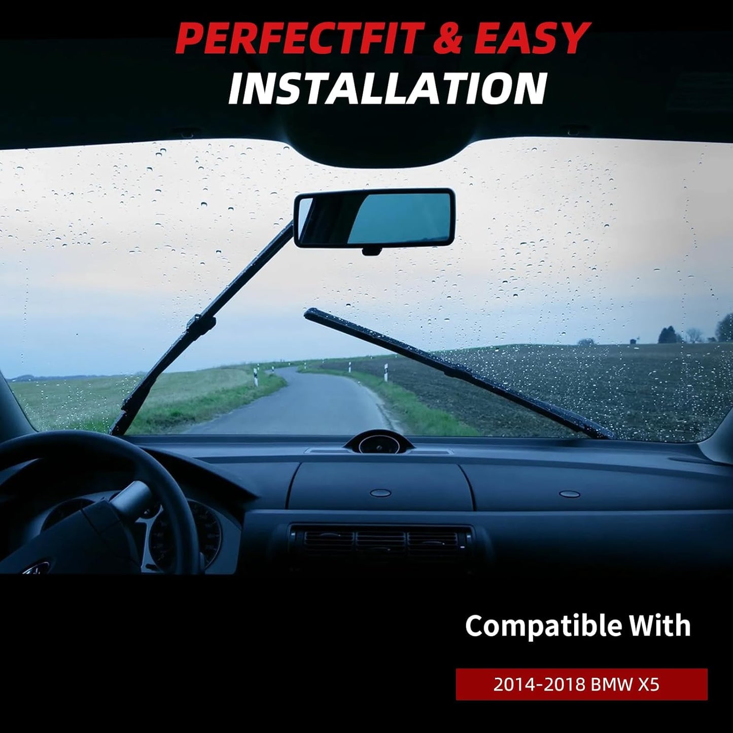 OTUAYAUTO Premium Windshield Wiper Blades - Replacement for BMW X5 2014-2018 - Precision Fit, All-Weather Performance, Front and Rear Wiper Blades, J/U Hook - 24"+20"+12" (Pack of 3)