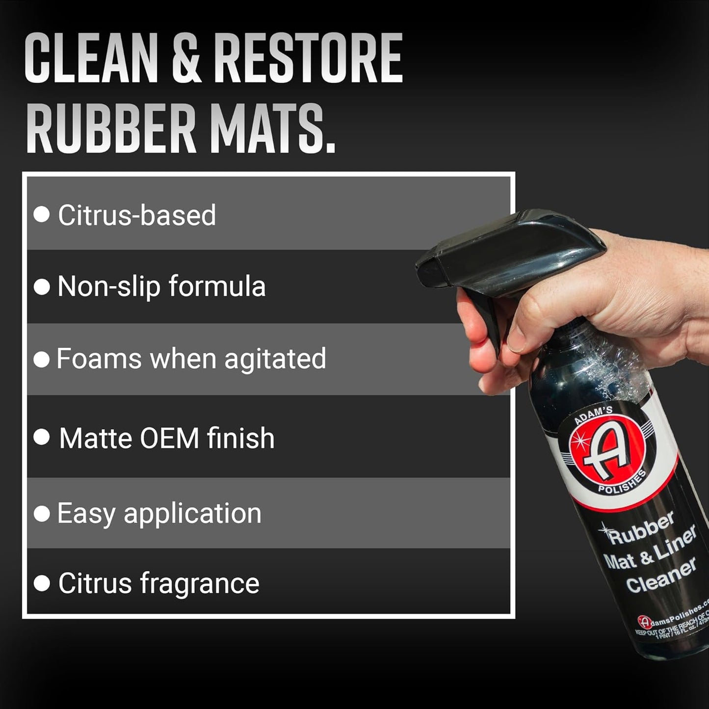 Adam's Polishes Rubber Mat & Liner Cleaner (Gallon) Protectant & Rubber Floor Mat Cleaning Solution for Car Detailing, Deep Cleans & Restores Mats, Truck Bed Cargo Liners