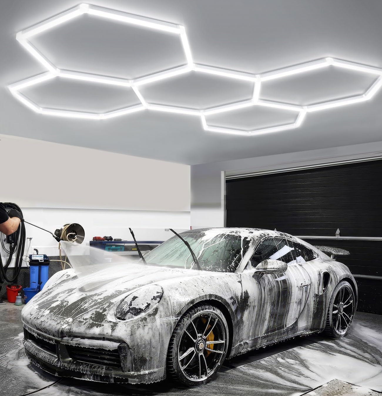 tewei LED Hexagon Garage Light, 25 Pack Super Bright Hex Ceiling LED Shop Lights 6500K Daylight White for Garage, 220W 22000LM for Workshop, Warehouse, Gym, Basement