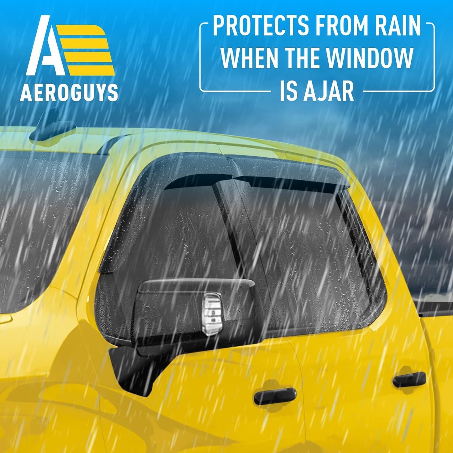 Extra Durable Window Deflectors Tape-On Window Visors Rain Guards Fit for Chevrolet (Chevy) Silverado 1500 2019-2025 Crew Cab, Sun Visors, Wind Vent for Shades, Exterior Car Accessories - 4pcs. AG0798