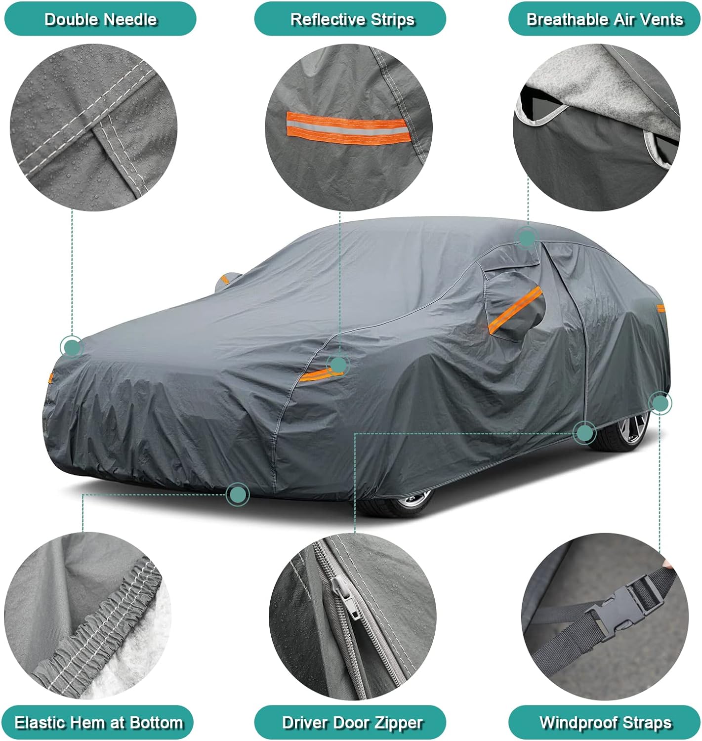 Premium Car Cover Custom Fit Audi Q5 (2008-2025), 16 Layers Heavy Duty Car Cover Waterproof All Weather with Zipper Door for Sun Rain Snow Dust Uv Protection