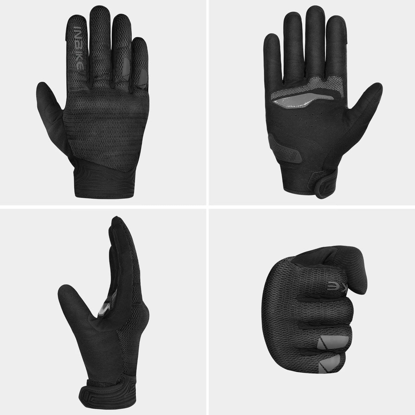 INBIKE Breathable Mesh Motorcycle Gloves for Men/Women, Shell Protection, Reflective, TPR Palm Sliders, Touchscreen Motorbike Gloves for ATV BMX MTB Riding