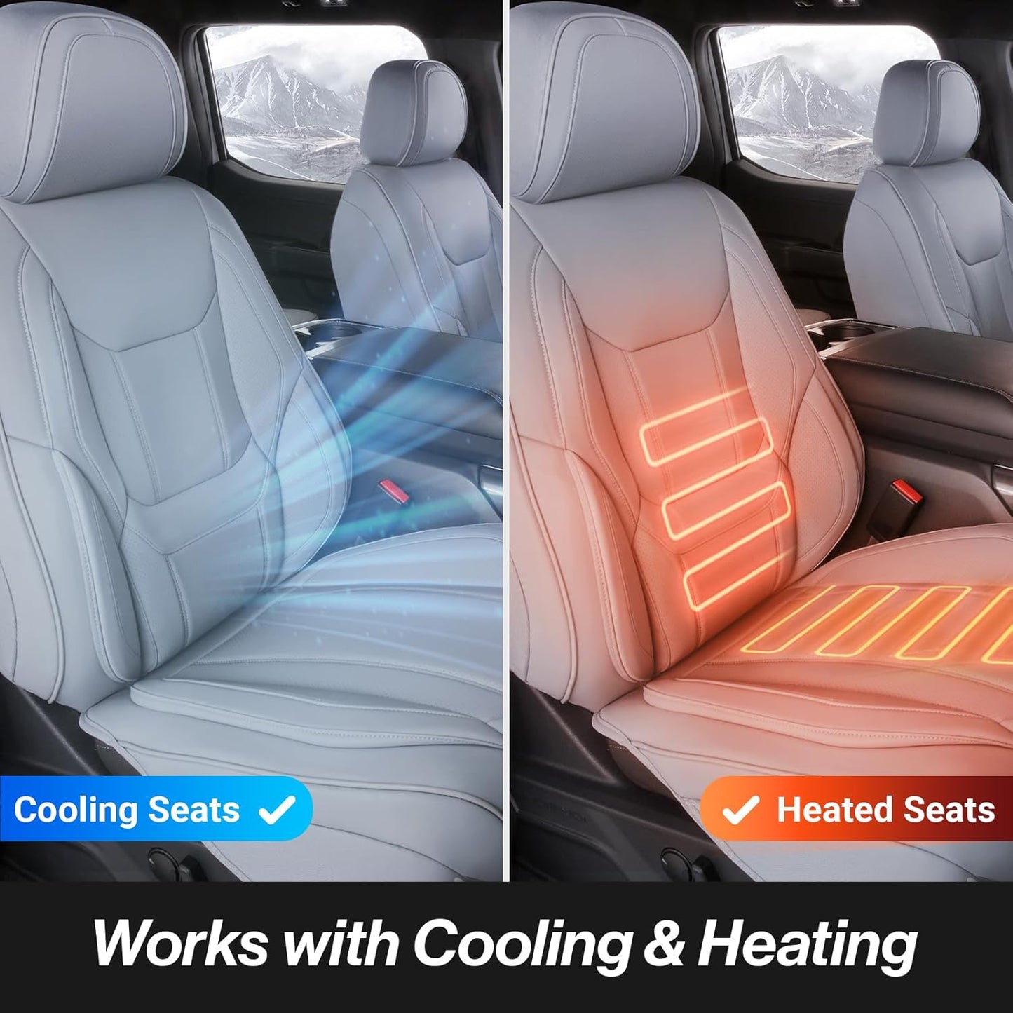 Coverland Custom Car Seat Covers Compatible with 2004-2015 Titan King Cab, Crew Cab - Premium Leather Non-Slip Memory Foam Waterproof Interior Protector Front Seat-Gray [See Size Chart-Size A75]