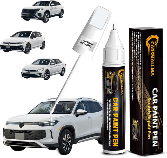 LC9A/0Q Pure White Car Touch Up Paint for Volkswagen, Color Accurate Car Paint Scratch Repair Pen Kit Quick & Easy Fix Vehicle Chips and Automotive Nicks Scuff