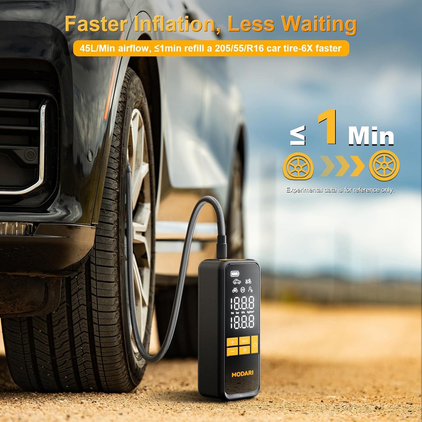 Tire Inflator Portable Air Compressor, 5X Faster 160 PSI Portable Tire Inflator for Car, Built-in Magnetic Storage, Auto Shut-Off Cordless Air Pump for Car Tires, SUV, Truck (No case)