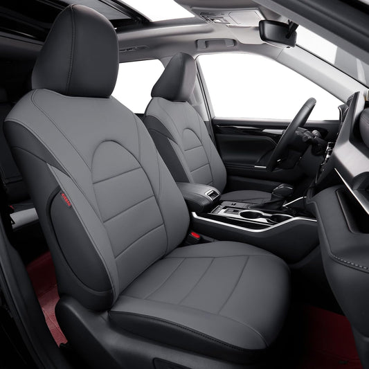 coverdream Camry Seat Covers Custom Fit for 2018-2024 Toyota Camry L LE SE SE Nightshade,Full Coverage Waterproof Leatherette Car Seat Protector (Full Set,Black/Gray)