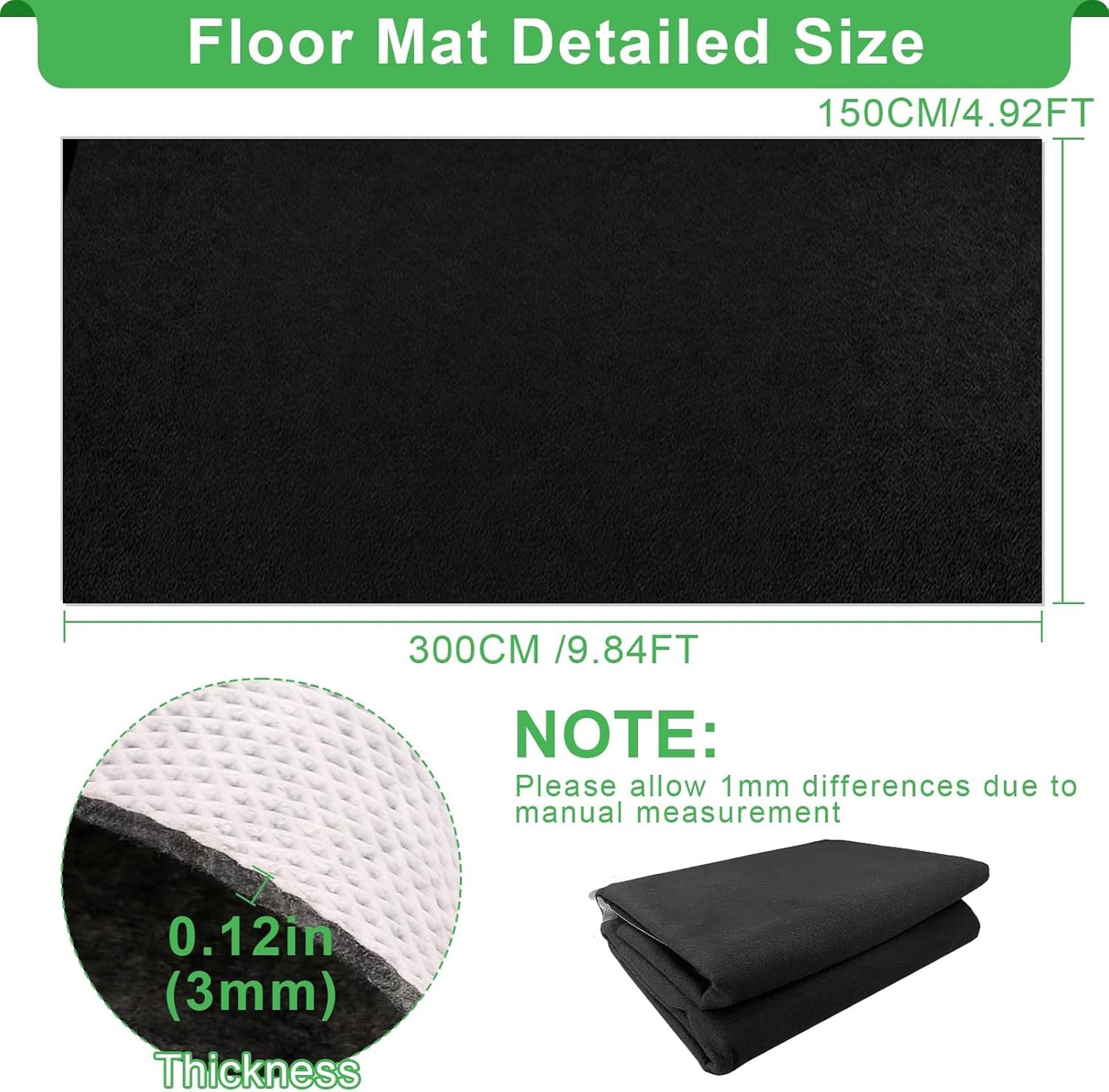 Golf Cart Parking Mat 9.84 ft. x 4.92 ft, 3.0MM Thickened Oil Absorbent Universal Garage Repair Floor Mat for EZGO, Club Car, Yamaha, Motorcycles, Mower, ATV, UTV - Anti Slip Mechanic Pad Cut to Size
