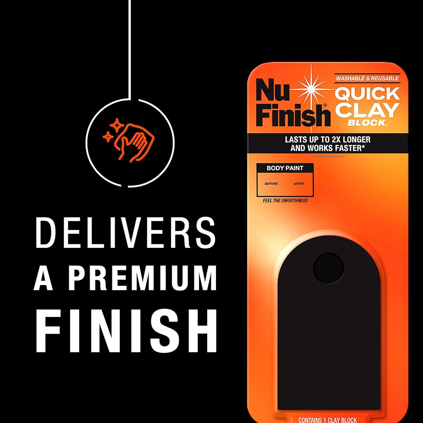 Nu Finish Quick Clay Car Kit with Clay Block, 5-in-1 Detailer and Cloth (3 Items)