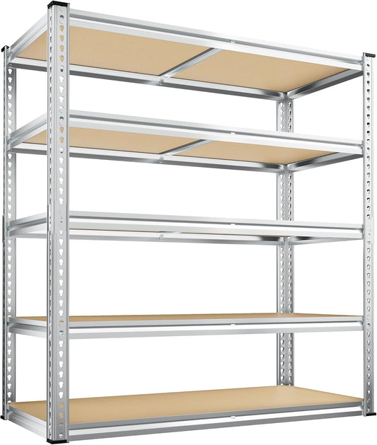 REIBII 40" W Garage Shelving 2500LBS Storage Shelves Adjustable Metal Shelving 5 Tier Pantry Shelves for Closet Kitchen Warehouse 40" W x 19.7''D x 72''H, Silver
