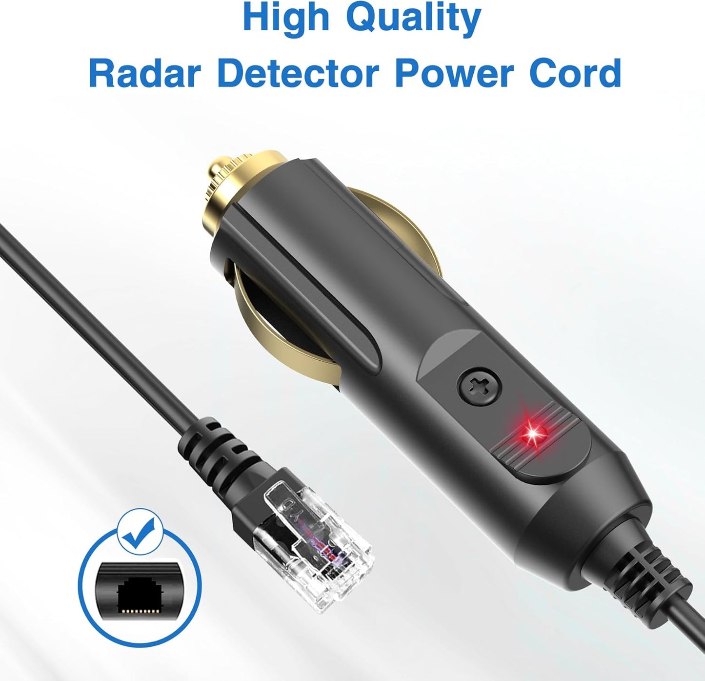 Radar Detector Power Cable Compatible with Escort Max 360 passport 9500ix Valentine One Radenso XP/SP Beltronics Pro RX65 DFR6 DFR7, Replacement Radar Detector Power Cord with RJ11 Ports 6.5ft
