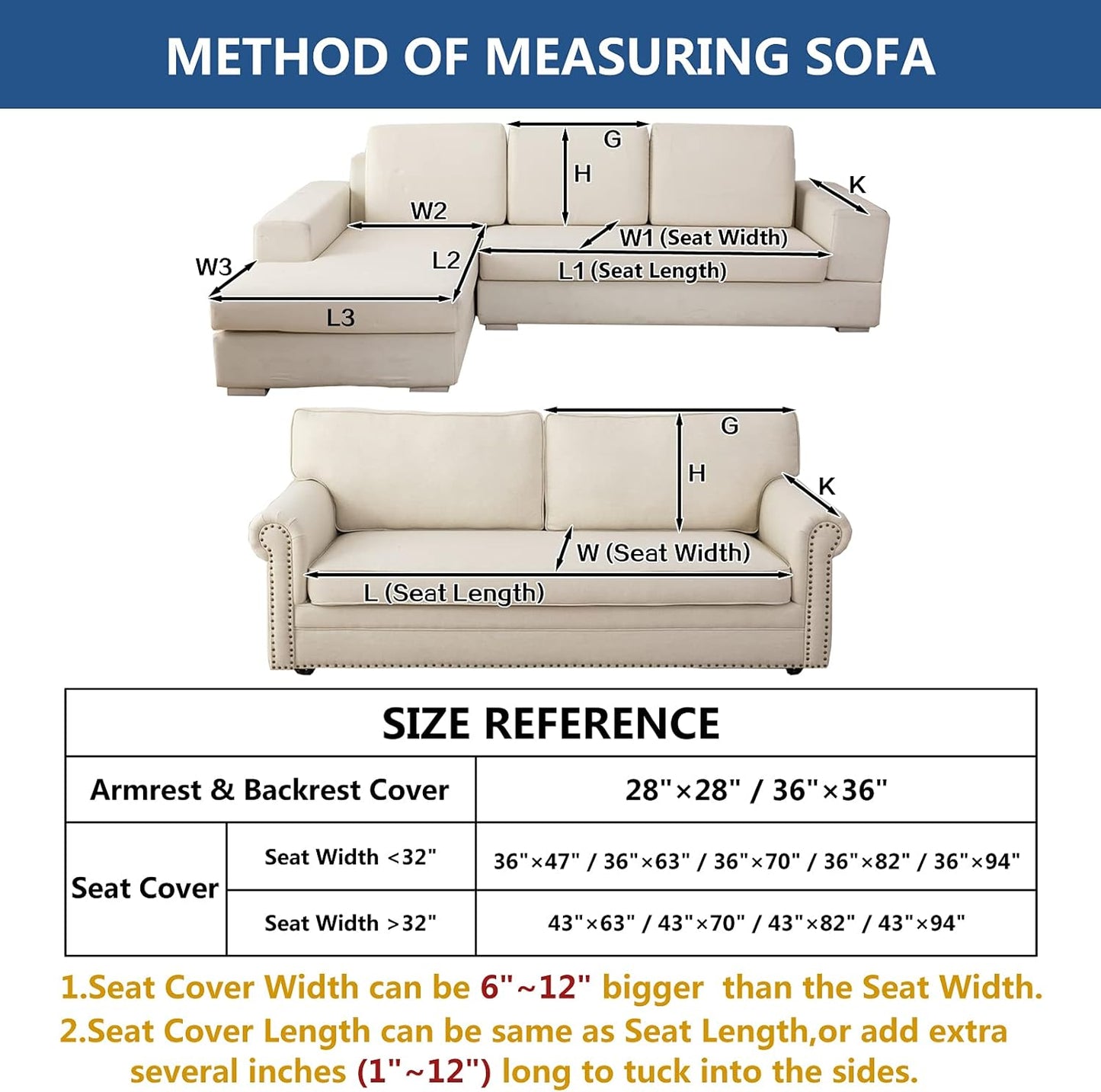 Eismodra Couch Cover,Sectional Couch Covers,Sofa Covers for 3 Cushion Couch,Anti-Slip Sofa Slipcovers for Dogs Cats Kids Loveseat Recliner L Shaped Armrest Backrest,White 36''x47''(Only 1 Piece)