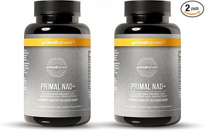 Primal Harvest NAD+ Supplement: Nicotinamide Riboside, Trans-Resveratrol, Betaine, CoQ10, NAD Supplements for Cellular Health, Energy, and Mitochondrial Support