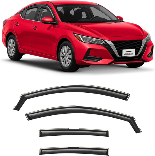 Voron Glass in-Channel Extra Durable Rain Guards for Nissan Sentra 2020-2025, Window Deflectors, Vent Window Visors, 4 Pieces - 200903