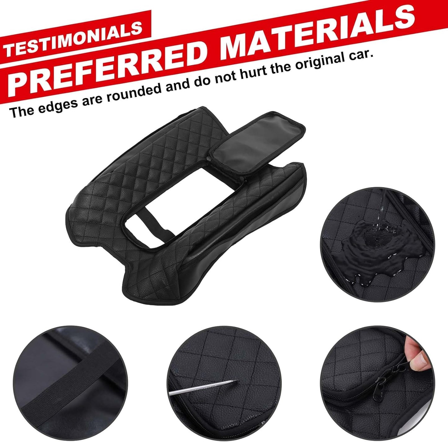 Upgraded Car Center Console Cover for Hummer EV Accessories Microfiber Leather Car Armrest Cover Cushion with Storage Bags Car Armrest Storage Box for Hummer EV Pickup SUV 2022-2024 2025+