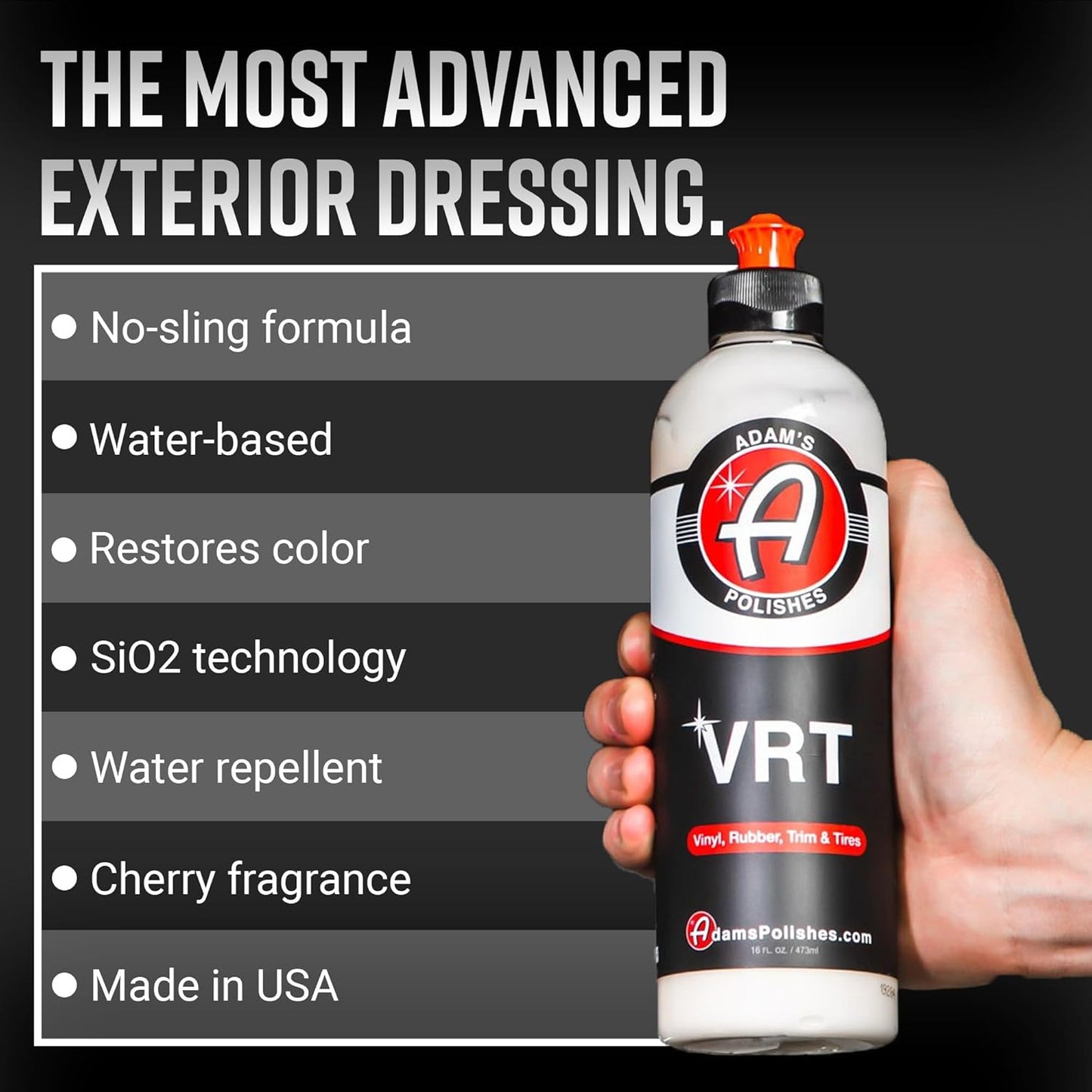Adam's Polishes Silica Infused VRT Tire & Trim Dressing - Durable UV Protection and Water Repellent - Leaves a Crisp Freshly Detailed Look - Dress Tires or Trim Without Worry of Slinging (New 16 oz)