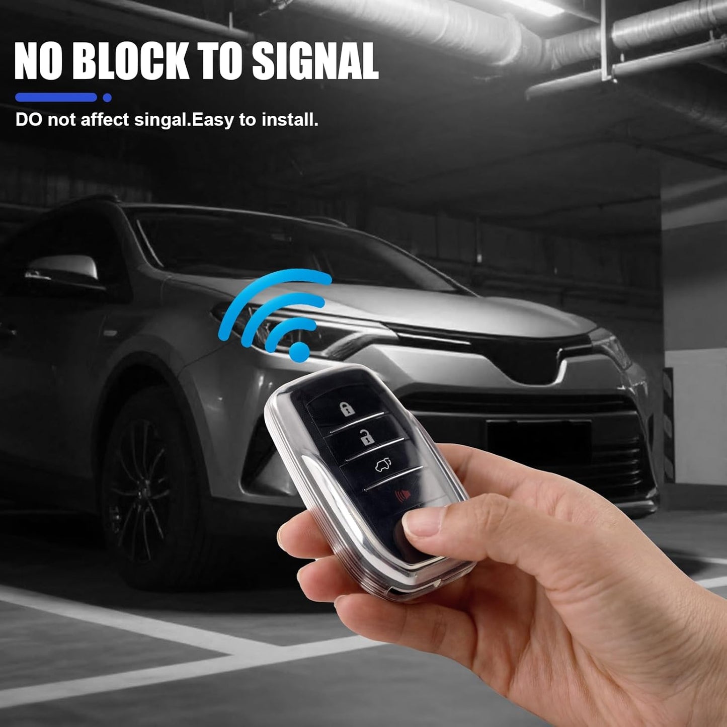 OLLEN Clear TPU Key Fob Cover, Fit for Toyota Camry 2025 2026, for Land Cruiser 2019-2026~, Compatible with Tundra 2022-2026~ etc, Car Key Protector, Clear, 1 Pcs