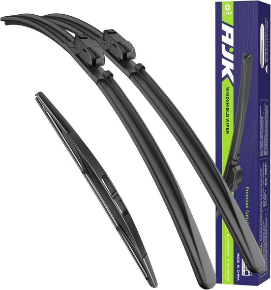 AJK Front Windshield Wiper for Subaru Crosstrek XV 2018 2019 2020 2021 2022 2023 2024, Original Equipment Back Window Wipers Blades, Conventional, Vehicle Specific Fit, Pack of 3