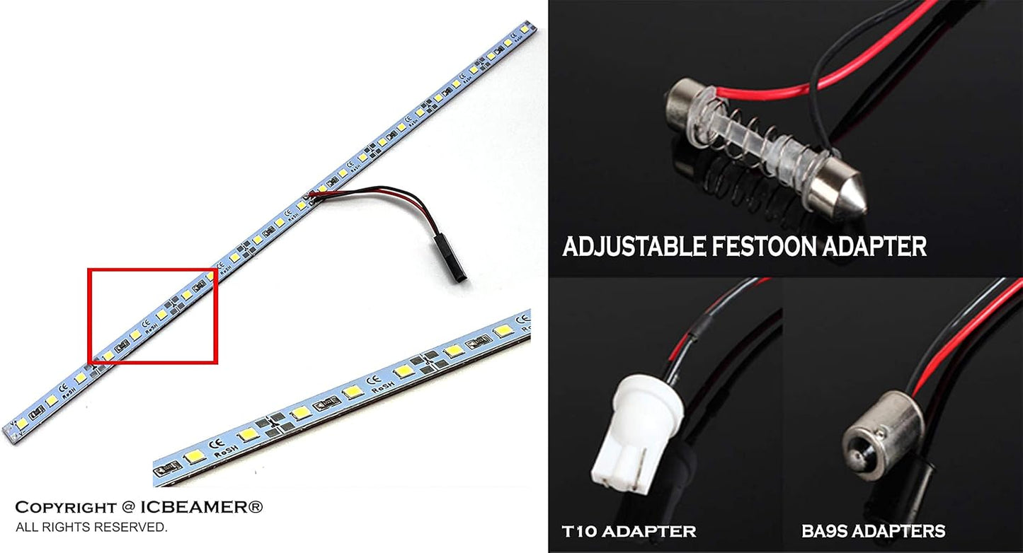 ICBEAMER 12" High Power Blue 18 SMDs 2835 LED Strip Light Universal Fit Car Trunk Cargo Area or Interior Illumination Cargo Area or Interior Illumination Decoration, Auto Accessories