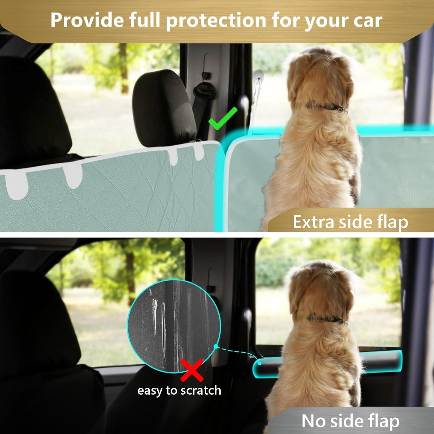 F-color SUV Cargo Liner for Dogs - Waterproof Pet Cargo Liner with Side Flaps, Comfort Dog Cargo Cover with Bumper Flap, Scrachproof Non-Slip Large Size Universal Fit SUVs Sedans Trunks Vans, Grey