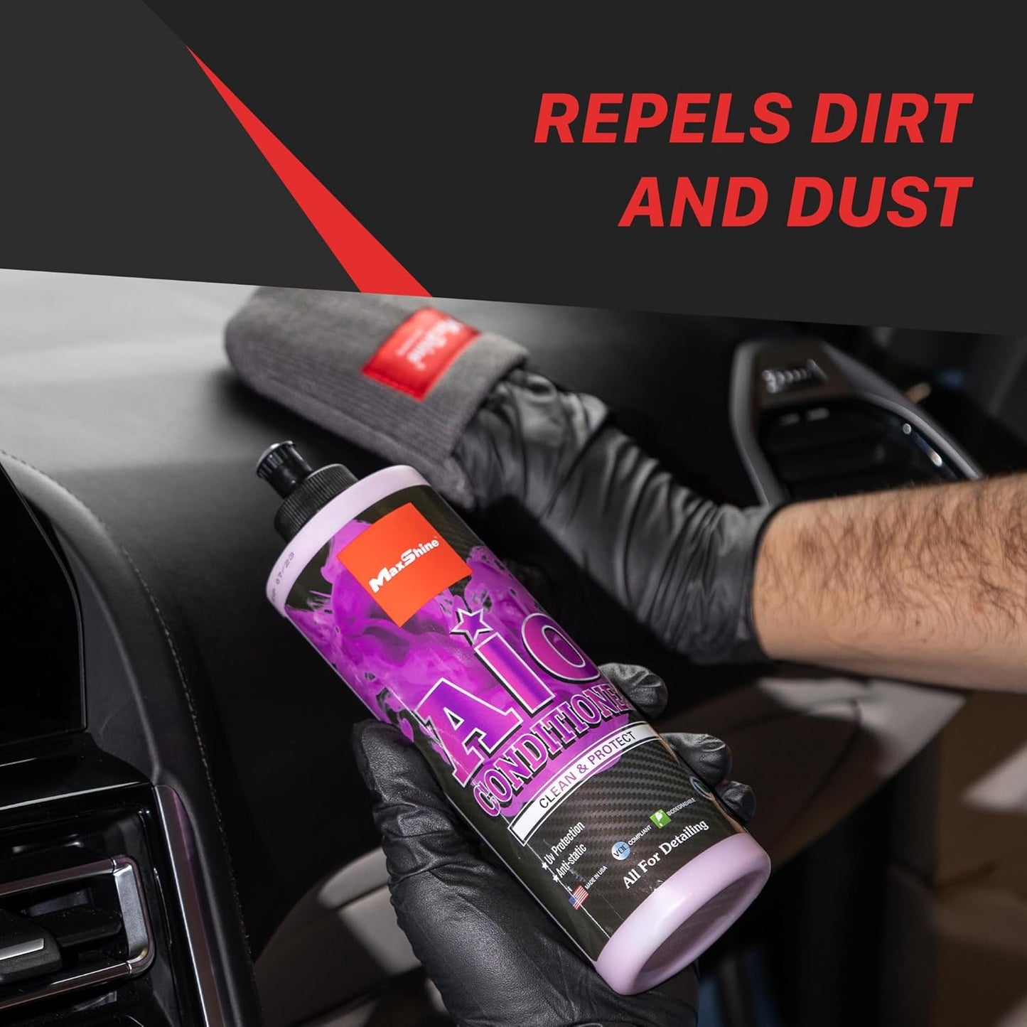 Maxshine 16oz All-in-One Premium Leather Conditioner & Cleaner – Detailing Solution for Car Seats, Sofas, Chairs & More – Safe for Leather, Vinyl & Plastic Surfaces