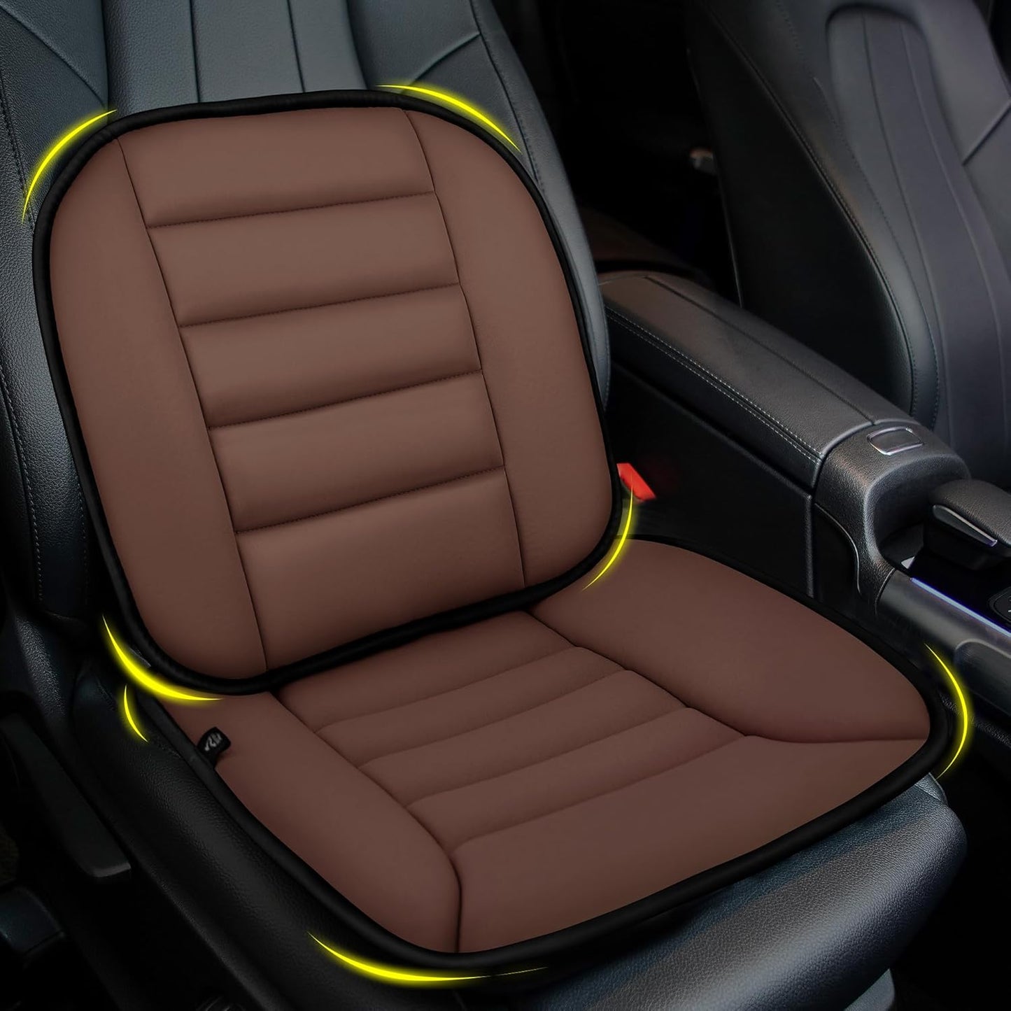 kingphenix Car Seat Cushion with Lumbar Support Pillow: Enhanced Comfort Memory Foam Design for Pain Relief, Ideal for Drivers and Office Use - Ergonomic Lumbar Comfort for Long Sitting - Brown