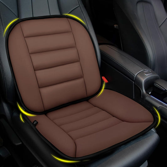 kingphenix Car Seat Cushion with Lumbar Support Pillow: Enhanced Comfort Memory Foam Design for Pain Relief, Ideal for Drivers and Office Use - Ergonomic Lumbar Comfort for Long Sitting - Brown