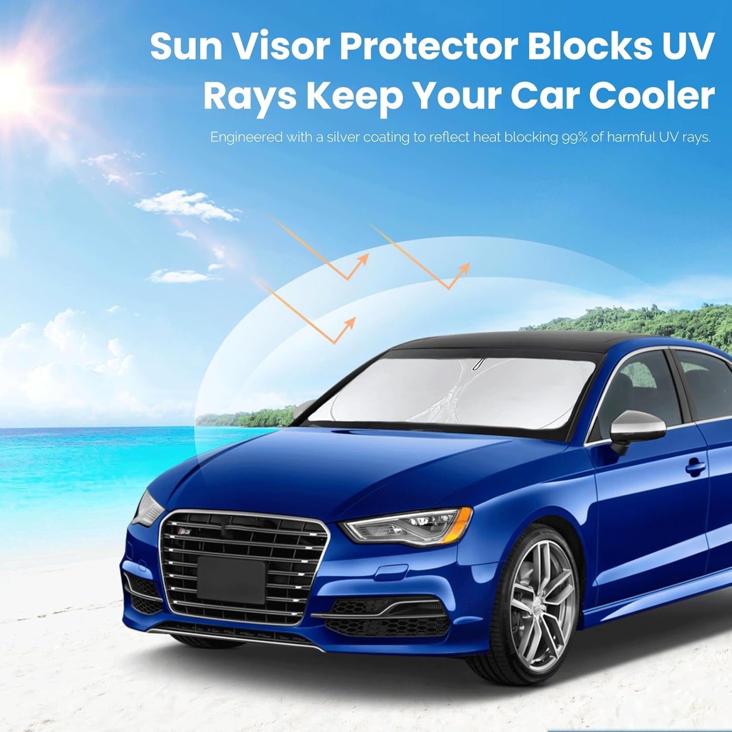 Custom Windshield Sunshade for Audi A4 A5 & S5 RS5 2018-2022 2023 2024 2025 Front Window Shades Cover for Windshield Sun Visor Screen Protector 210T Reflective Blocks UV Rays Cool Car Accessories