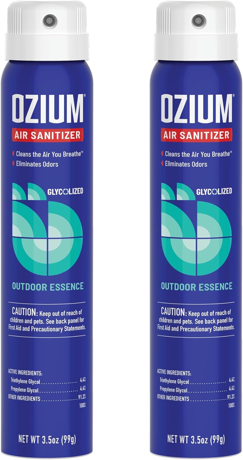 Ozium 3.5 Oz. Air Sanitizer & Odor Eliminator for Homes, Cars, Offices and More, Outdoor Essence Scent, 2 Pack