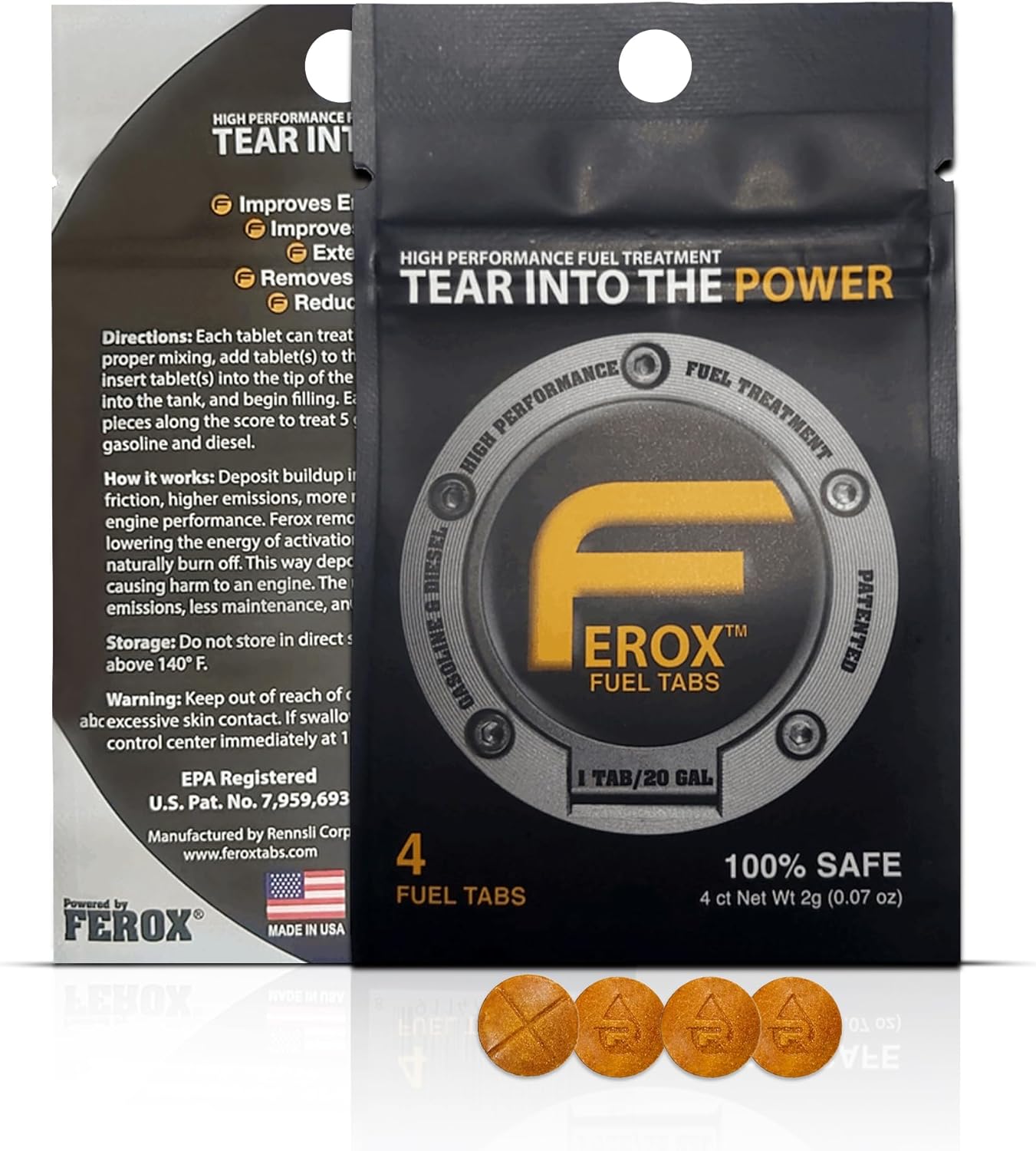 Ferox – Performance Fuel Catalyst | Not an Additive, It’s an Advantage | Built for The Road, Trail, and Beyond | All Fuels, All Engines | 1 Tab = 20 GAL