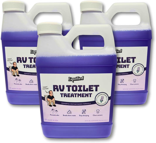 Liquified RV Toilet Treatment - Lavender, 32oz Standard Pour Bottles (3-Pack) - Septic Safe Holding Tank Cleaner, Waste Dissolver & Odor Eliminator - Made in USA