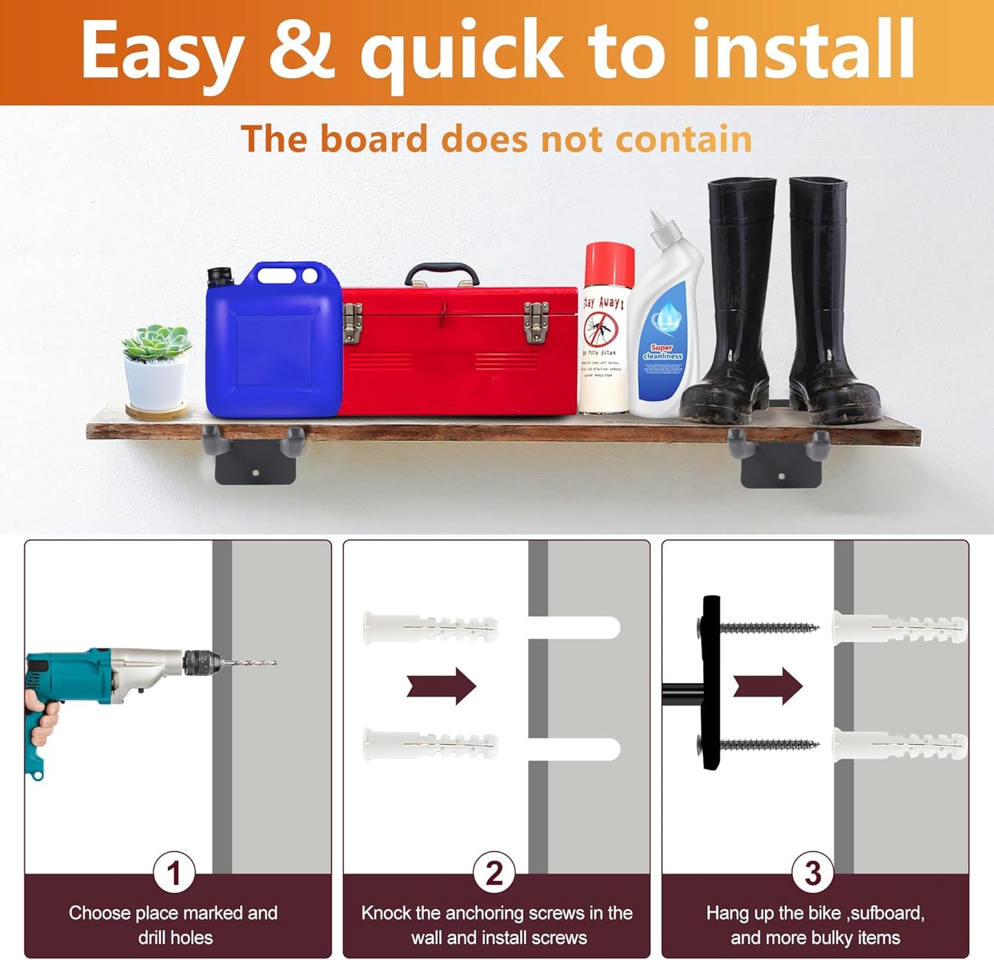 Sinoer Upgraded Garage Hooks,Shed Organizer, Utility Steel Garage Storage Hooks, 14 Inch Square Tube Garage Wall Mount Double Hooks for Yard, Tools, Car Tire, Garden Tools, 2 Pieces