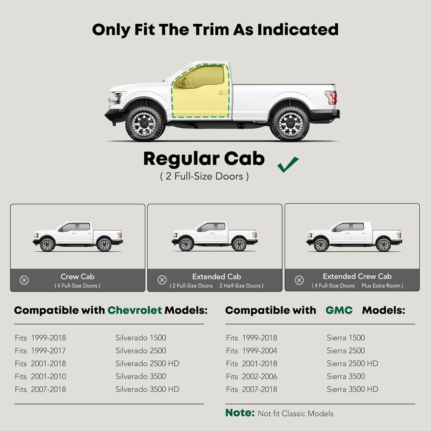 YHTAUTO 3 Inch Running Boards Side Step Bars Fit for 1999-2018 Chevy Silverado & GMC Sierra 1500/2500 HD/3500 HD - Standard/Regular Cab, 90-Degree Bent End S/S 304 Polished, Truck Cab Side Step Rails