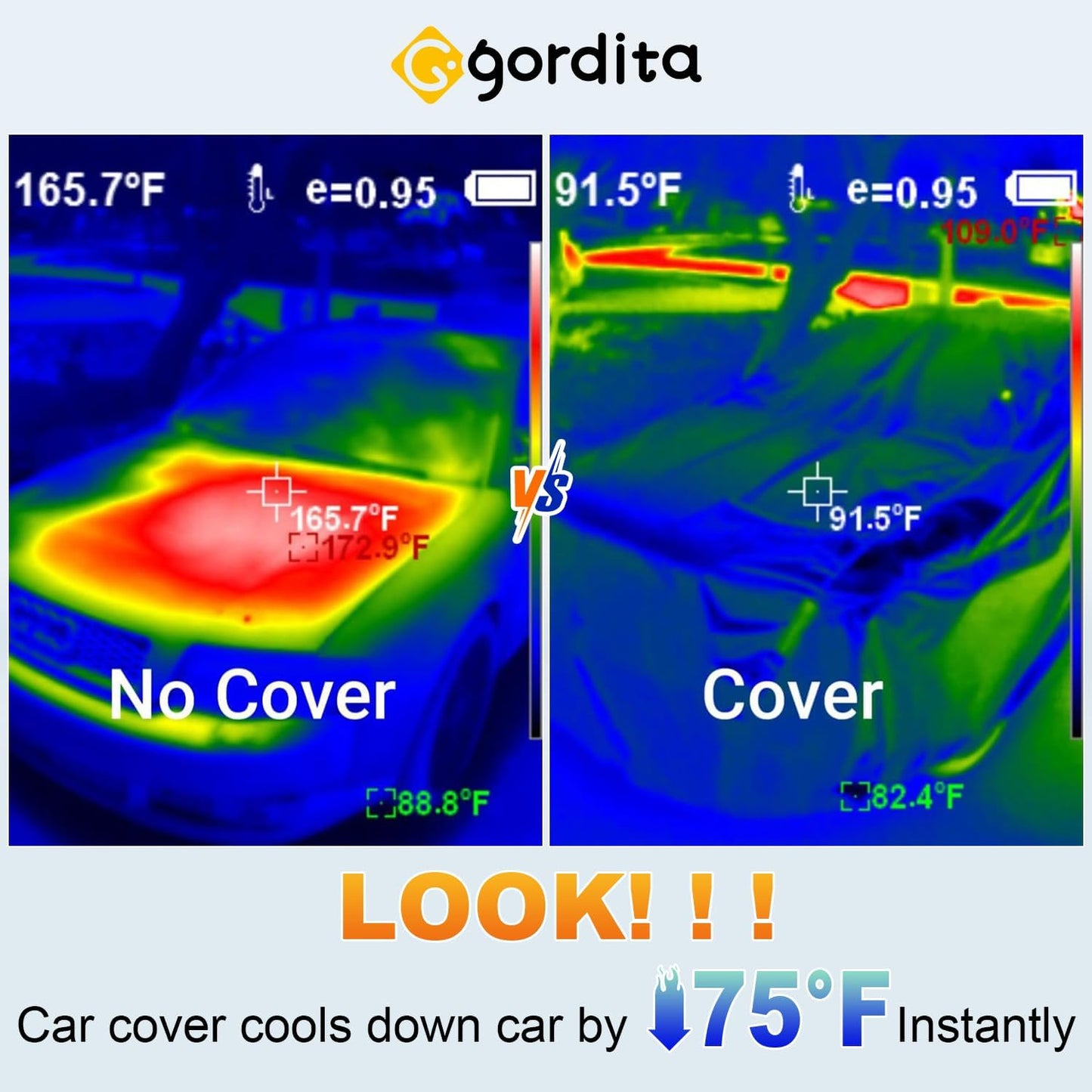 Car Cover Waterproof All Weather, GORDITA Full Exterior Covers with Mirror Pocket, Outdoor Car Cover UV Snow Rain Wind Dust All Weather Outdoor Protection Universal Fit SUV Length 189-204'' inch