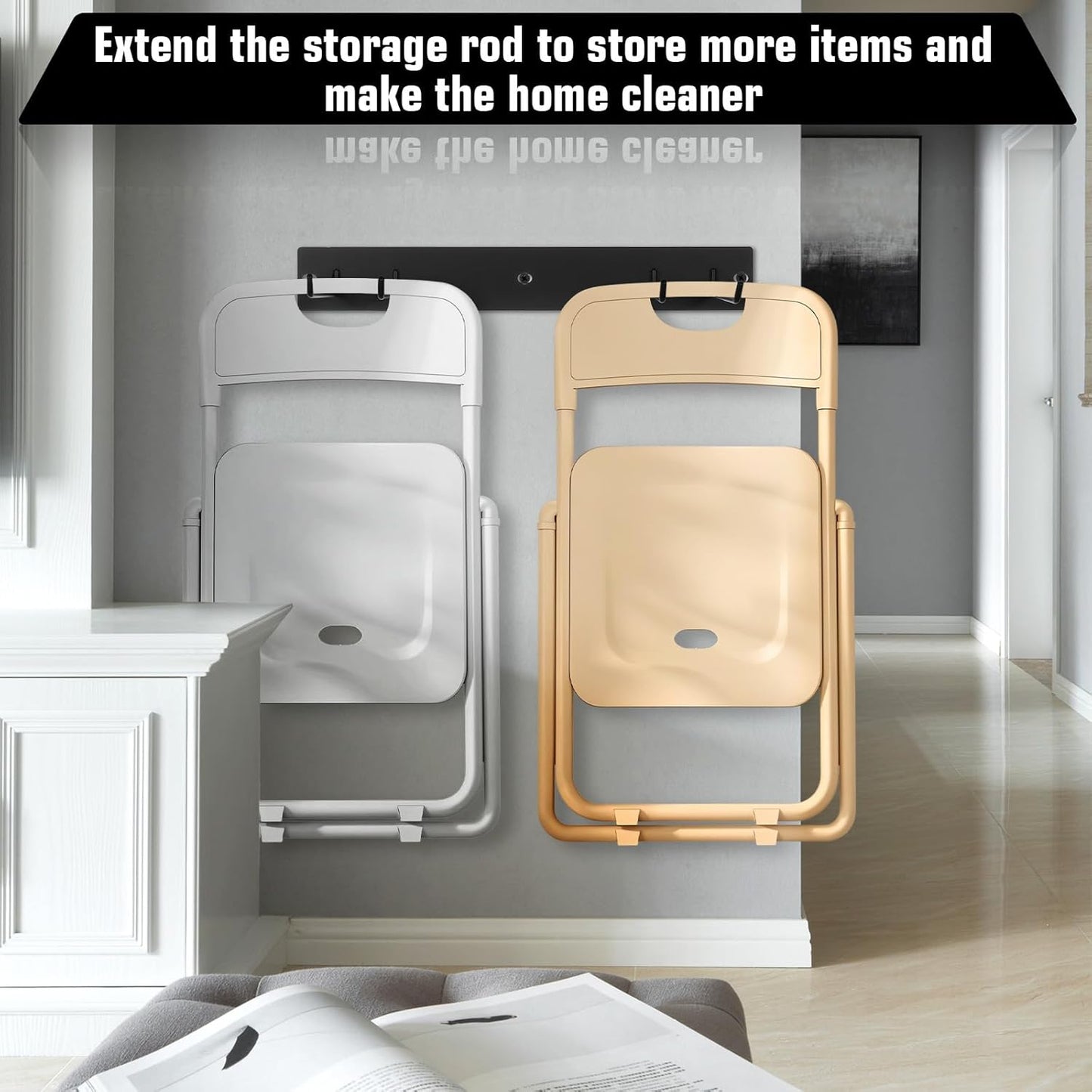 Folding Chair Storage Rack for Chair Organization and Garage Wall Mount Storage, Garden Tool Rack Organizer (2 Pack)