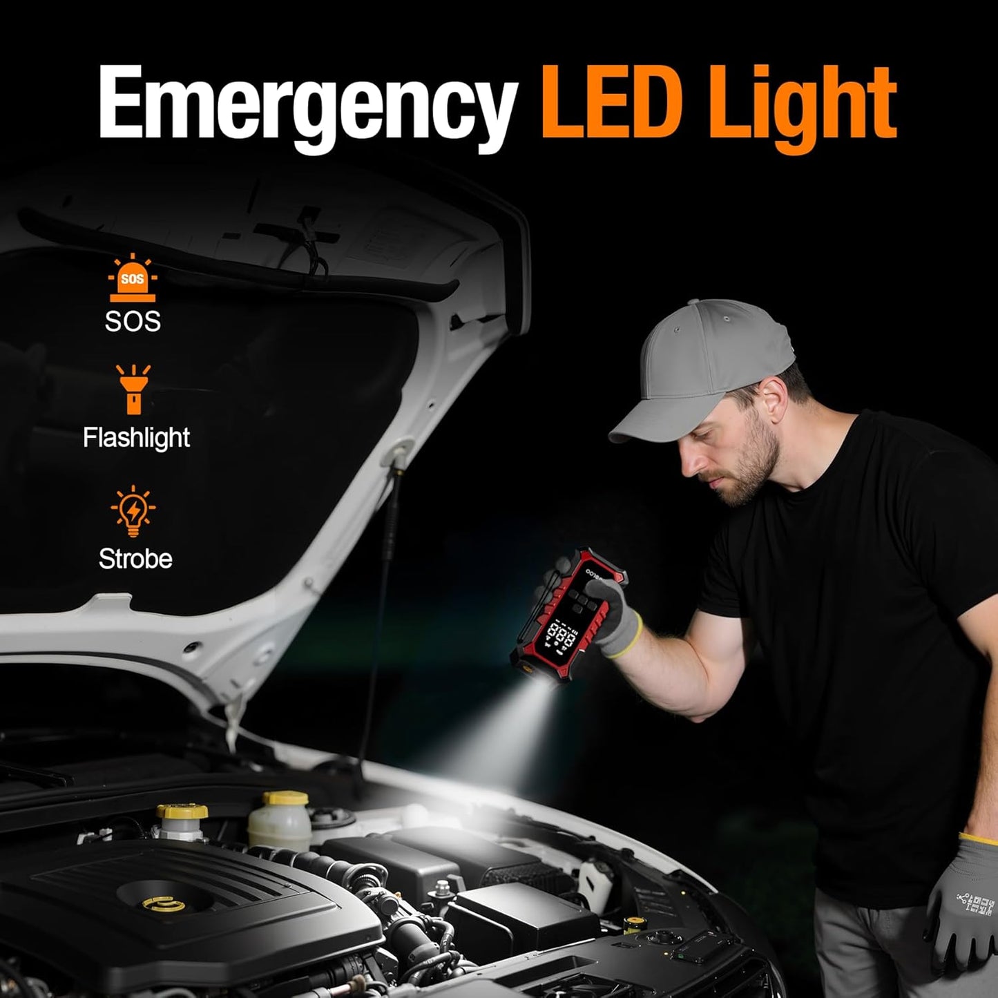 GOOLOO A6 Gear Tire Inflator Portable Air Compressor, 160 PSI Cordless Tire Inflator with Digital Pressure Gauge ＆LED Light, Air Pump for Car Tires, Bike, Motorcycle, Balls