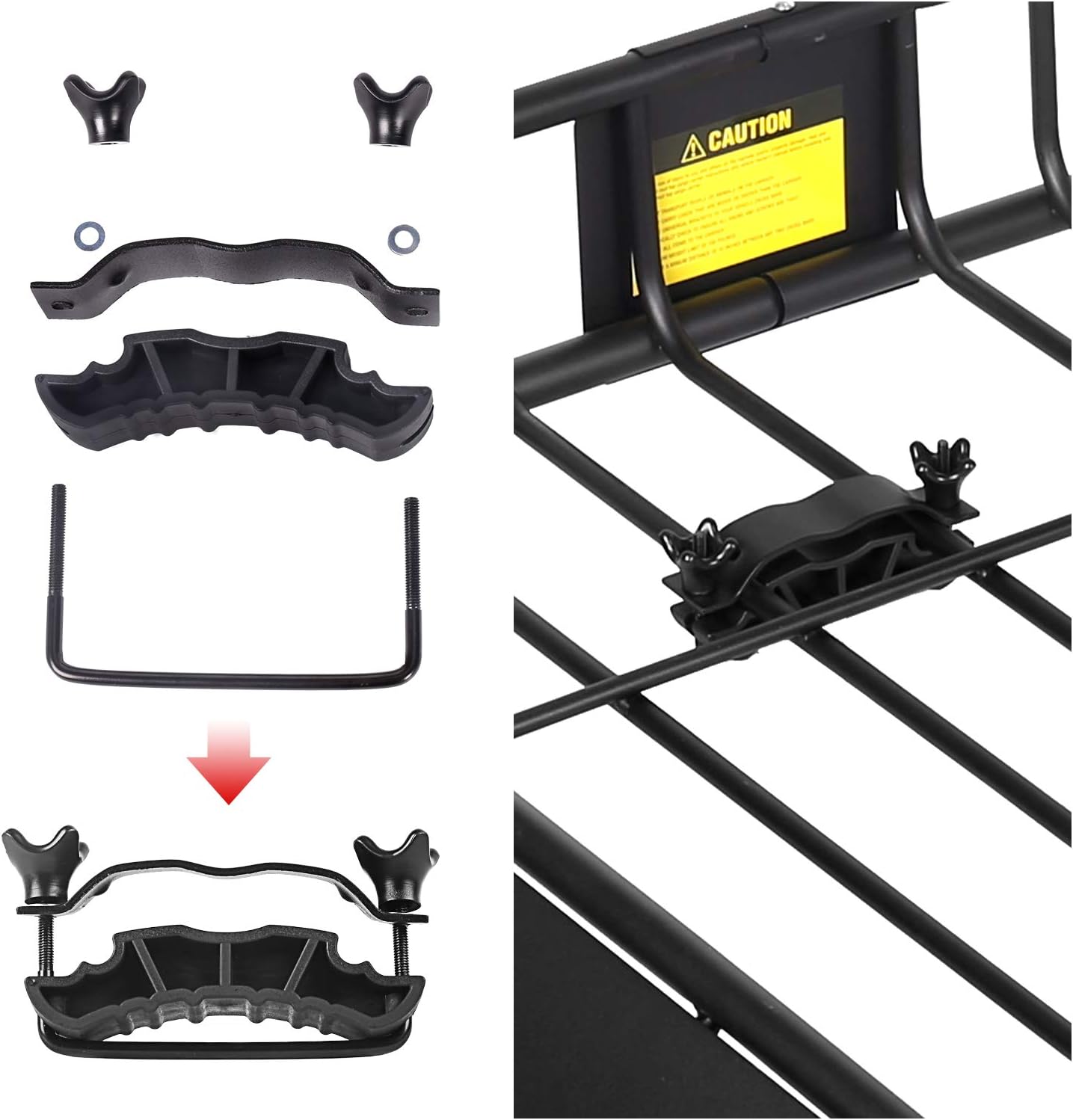 XCAR Roof Rack Basket Rooftop Cargo Carrier with Extension Black Car Top Luggage Holder 64"x 39" Universal for SUV Cars