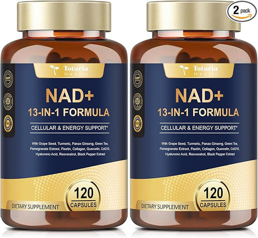 (2 Packs) NAD Supplement for Women Men with nicotinamide riboside resveratrol,Quercetin, Betaine Boost NAD+ Levels NAD Plus Supplement for Anti Aging, Energy, Immune, Focus 120 Capsules