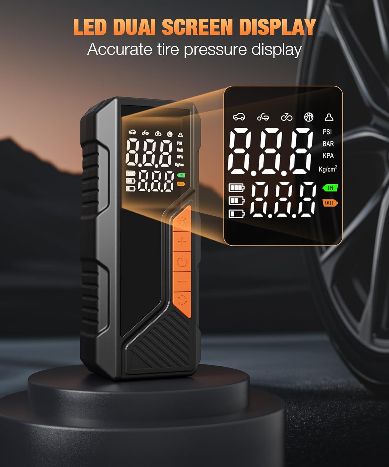 Tire Inflator Portable Air Compressor, 150PSI Portable Air Pump for Car Tires, Faster Air inflator Tire Pump with Digital Pressure Gauge LED Light for Car, Motorcycle, Bicycle, Balls