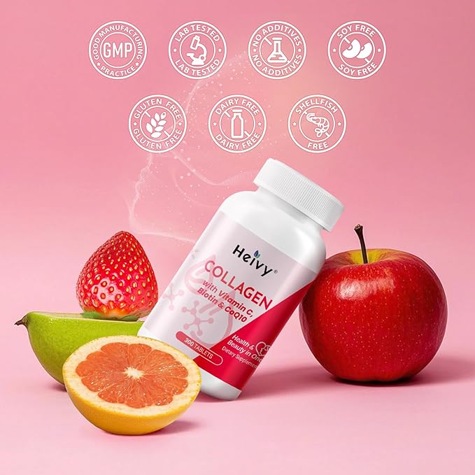 Multi Collagen 300 Tablets for Women & Men, Vitamin C, Biotin & CoQ10 Supports Hair, Skin, Nails Joint & Bone Health, Gluten-Free, Non-GMO