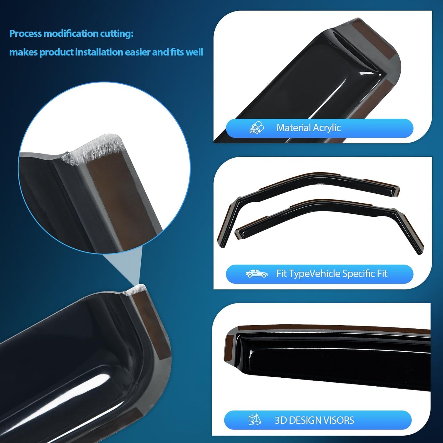 Nilight in-Channel Rain Guards for Ford F150 2021 2022 2023 2024 Regular Cab/Super Crew/Super Cab, Vent Window Visors, Original Window Deflectors-2PCS