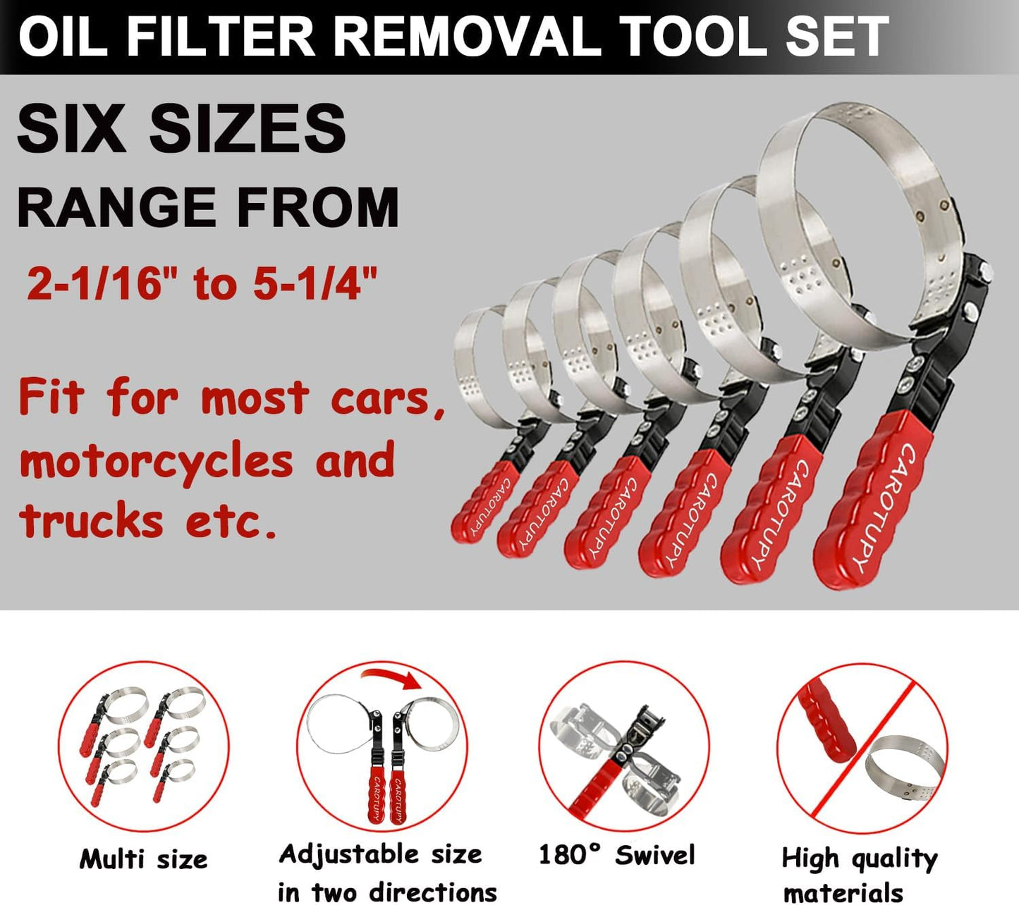 10PCS Oil Filter Wrench Set, 9" & 12" Oil Filter Pliers, 3 Jaw Oil Filter Wrench Tool with Oil Funnel for Oil Change Adjustable From 1-3/4" to 6"