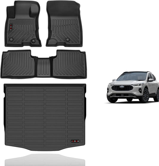 KELCSEECS Floor Mats & Cargo Liner for 2025 2024 2023 2022 2021 2020 Ford Escape Hybrid All Weather Car Mats Automotive Cargo Mat Trunk Mat Ford Escape Floor Mats Accessories