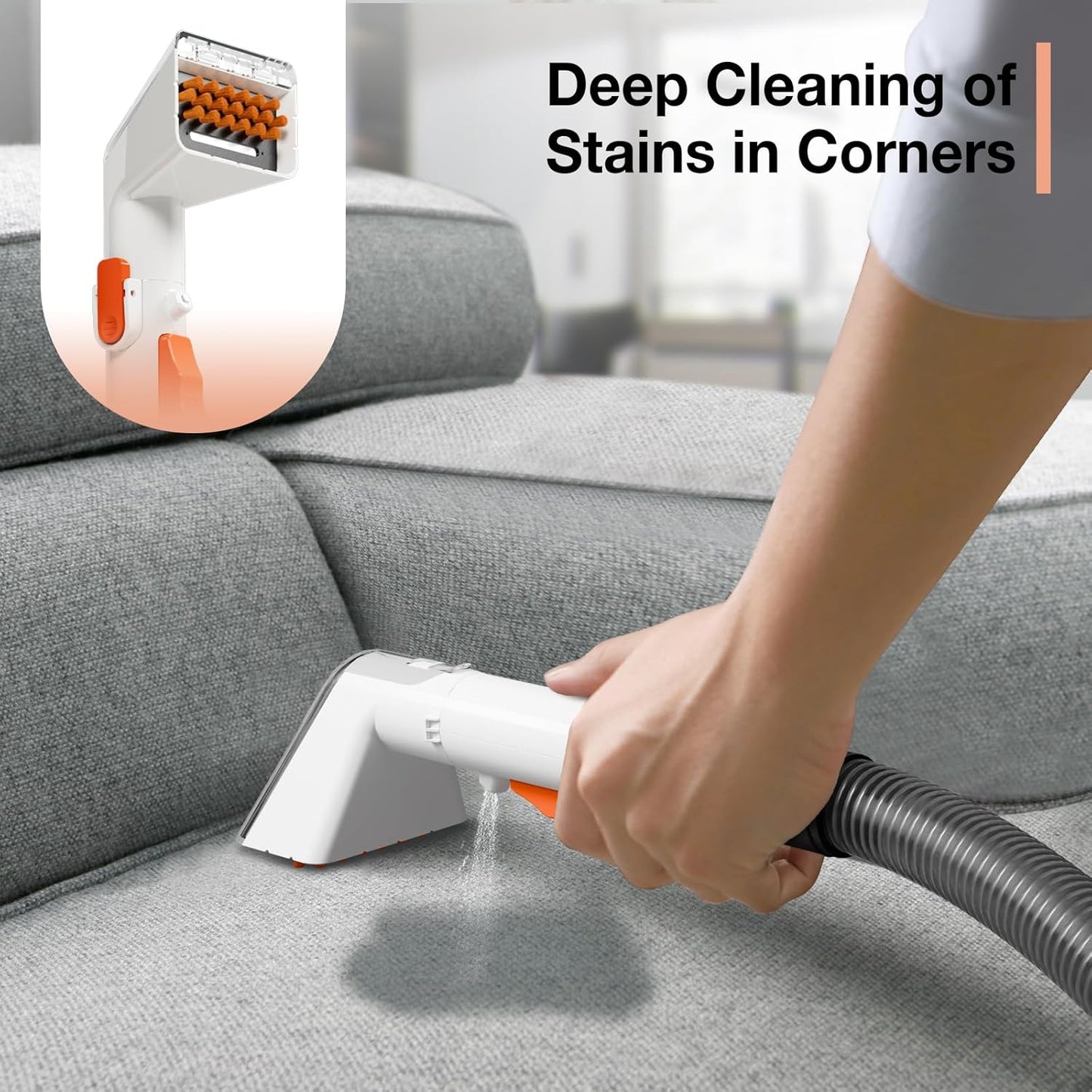 Portable Carpet and Upholstery Cleaner Machine - Multi-Surface Cleaner, Couch & Rug Shampooer with Powerful Suction, Handheld Cleaner for Pets, Spot, Stain, Car & Auto Detailer, 2 Cleaning Tools, Pink