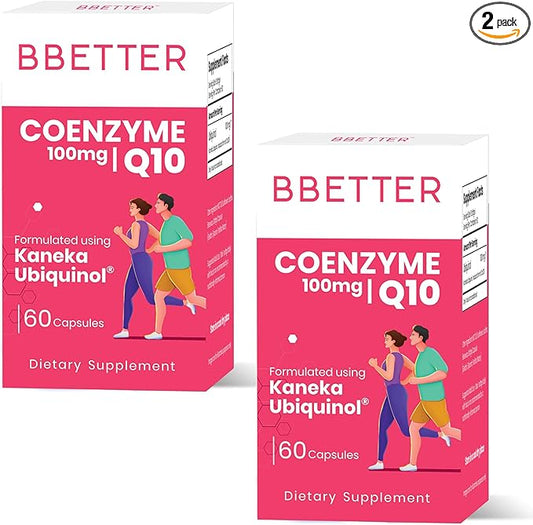 BBETTER Coenzyme Q10 – 100 mg with Kaneka Ubiquinol, Active Form of CoQ10 -Supports Cellular Health & Natural Energy Production- High-Absorption Formula - 120 Softgels
