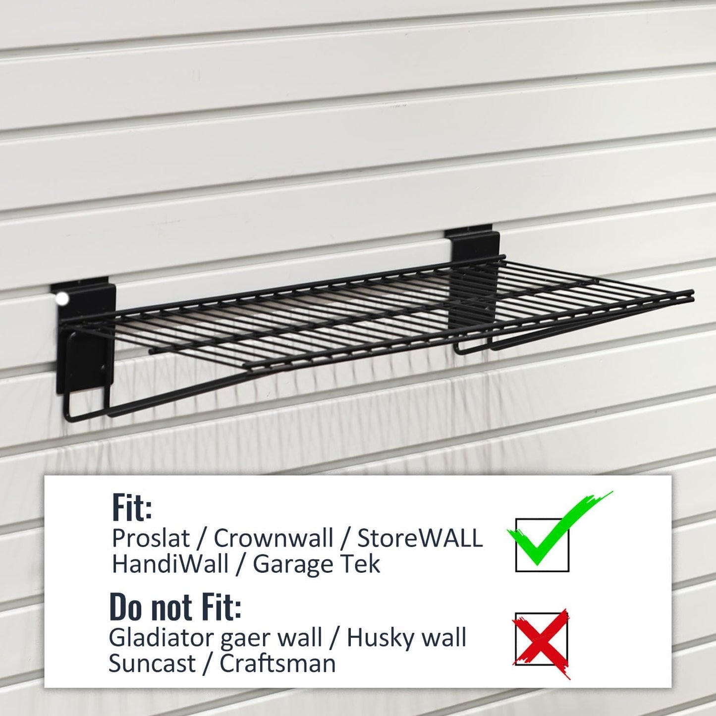Slatwall Panel Garage Organizer PVC Slatwall Heavy Duty Wall Mounted Rack, Interlocking Slat Wall Panels for Tool Organization Peg Board(2 Pack Black)