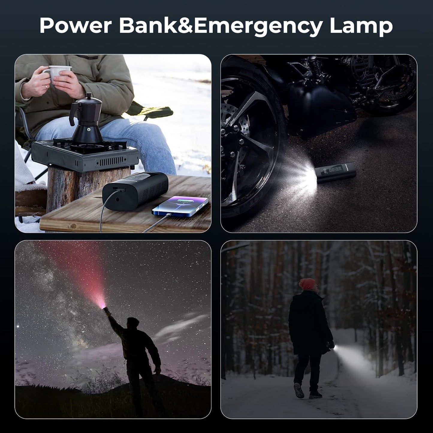 YOUNGDO Tire Inflator Portable Air Compressor, 150 PSI & 6000mAh, Tire Inflator with Pressure Gauge, Quick Inflation for Car,Motorcycle,Bike,Balls, Rechargeable Via USB-C as Torch and Power Bank