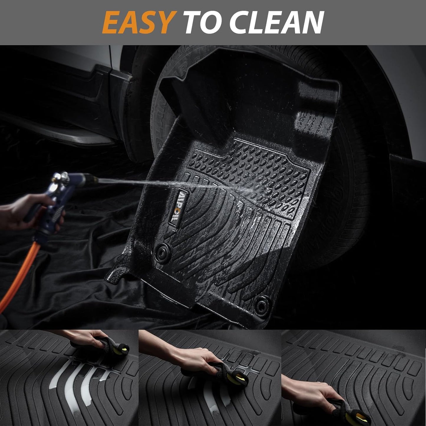 AIPOIL® Floor Mats & Cargo Liner Set for 2019-2025 Audi A6 (Not for A6 Allroad Models) All Weather Protection TPE Anti-Slip Automotive Full Set Custom Car Mats Accessories - Black